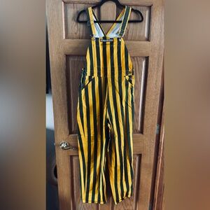 Yellow and Green Striped Overalls